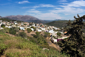 Rhodes island, panoramic view of Monolithos greek village, South Aegean region,  Dodecanese Islands, Greece