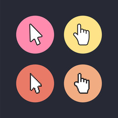 Cursors with long shadows. Mouse computer cursor