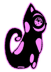 black cat sitting sticker