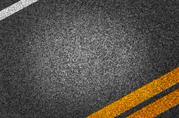 Road Texture background with Yellow and white strip. Asphalt as abstract background or backdrop.