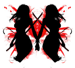 Samurai girls holding hands © warmtail