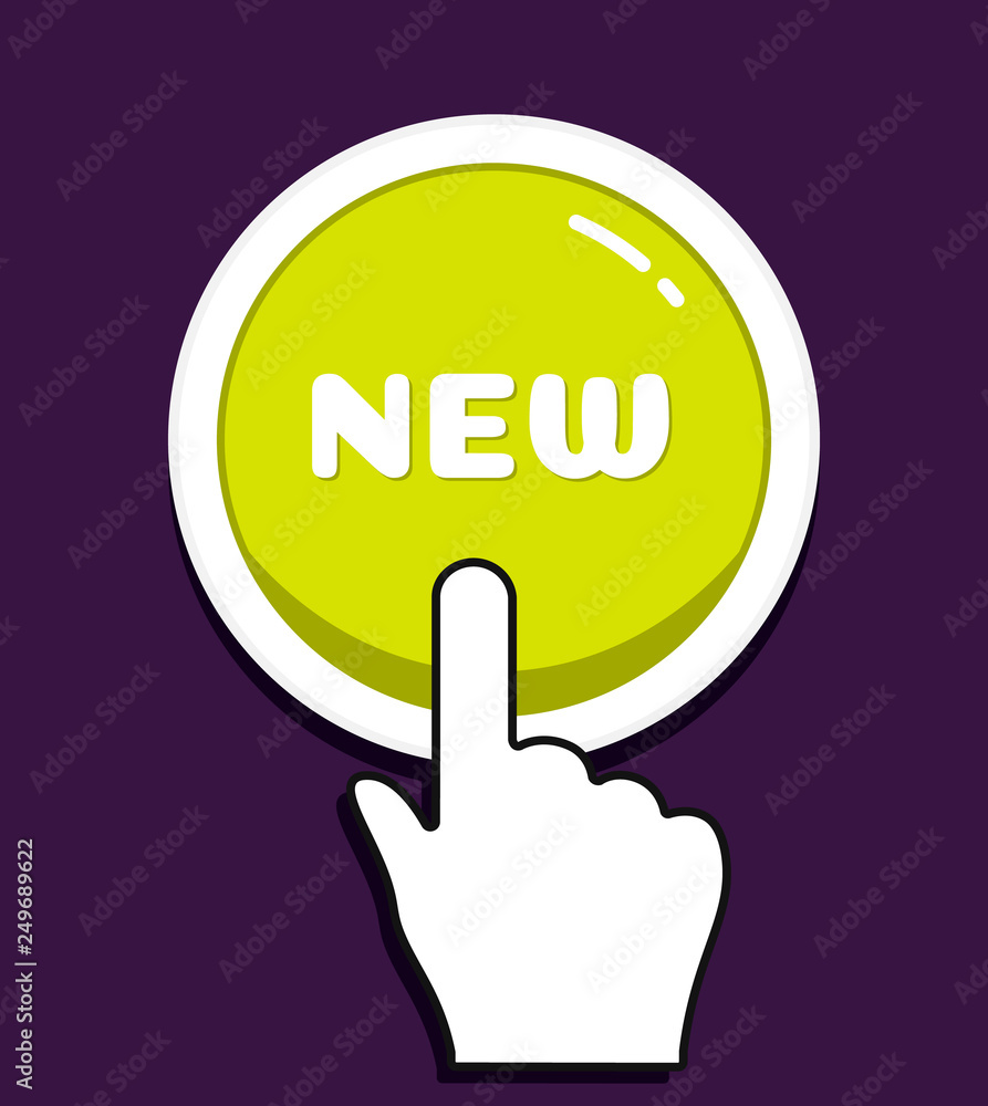 Fototapete hand mouse cursor clicks the round new button. hand icon pointer. illustration for graphic and web d