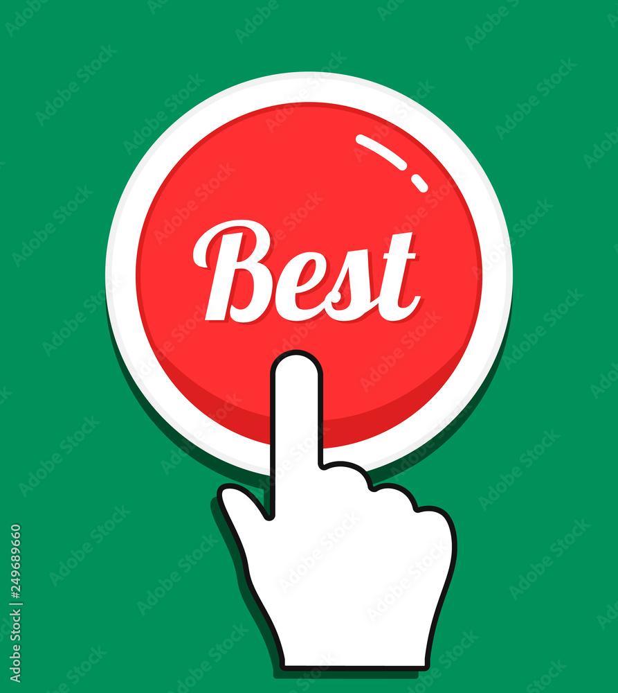 Fototapete hand mouse cursor clicks the round best button. hand icon pointer. illustration for graphic and web 