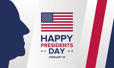 Happy Presidents day in United States. Washington's Birthday. Federal holiday in America. Celebrated in February. Poster, banner and background