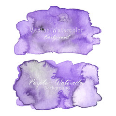 Purple abstract watercolor background. Watercolor element for card. Vector illustration.