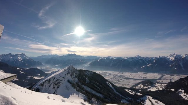 View from the Berneuse in Leysin Switzerland in December