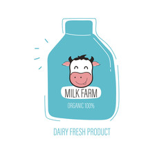 Daily fresh milk farm label. Organic natural product banner. Brush paint mark design.