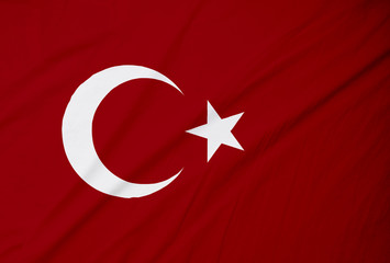 Turkish flag with a cotton texture background