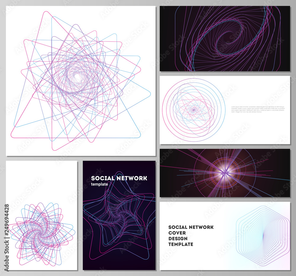 Poster vector illustration of the editable layouts of modern social network mockups in popular formats. ran