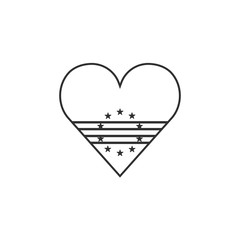 Cape Verde flag icon in a heart shape in black outline flat design. Independence day or National day holiday concept.