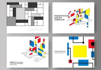 Tapeten The minimalistic abstract vector editable layout of the presentation slides design business templates. Abstract polygonal background, colorful mosaic pattern, retro bauhaus de stijl design. © Raevsky Lab