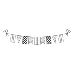 Decorations bunting flags for Gambia national day holiday in black outline flat design. Independence day or National day holiday concept.