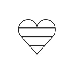 Mauritius flag icon in a heart shape in black outline flat design. Independence day or National day holiday concept.