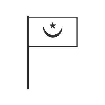 recommend clip art: Mauritania flag icon in black outline flat design. Independence day or National day holiday concept.