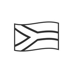 South Africa flag icon in black outline flat design. Independence day or National day holiday concept.