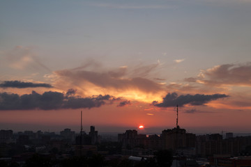 Naklejka premium Sunset over the city
