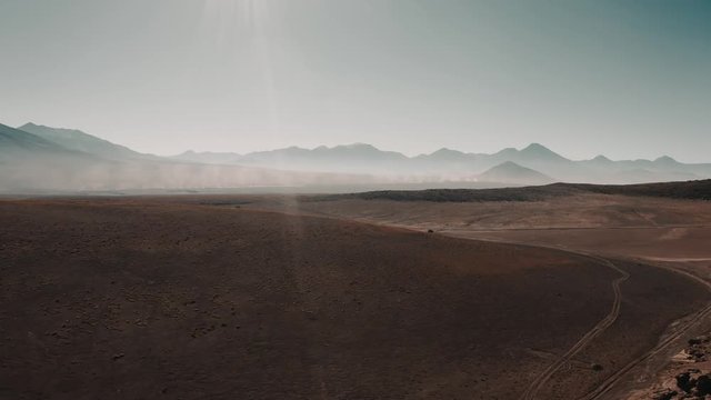 Aerial, Geothermal Landscapes Around El Tatio Geyser, Chile - cine version