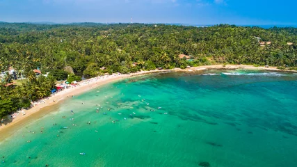 Foto op Canvas Aerial. Surf beach Hiriketiya, Dikwella, Sri Lanka. © mariusltu