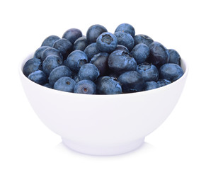 blueberry in the white bowl isolated on white background