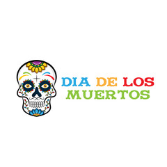 Day of the dead, Dia de los moertos, banner with colorful Mexican flowers. Fiesta, holiday poster, party flyer, funny greeting card - Vector