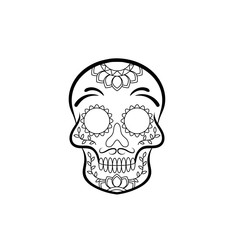 Illustration of mexican sugar skull. Day of the dead. Dia de los muertos. Design element for logo, label, emblem, sign, poster, t shirt. Vector illustration - Vector 