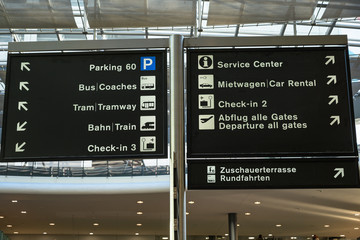 Orientierungstafel, Flughafen Kloten/Zürich, Schweiz