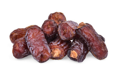 pile of dried piarom date fruits isolated on white background