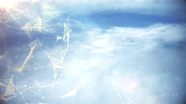 Cloud Plexus Computed Loop Technology Weather Line Dot Blue Economy Business