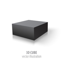 3D black cube isolated on white background.