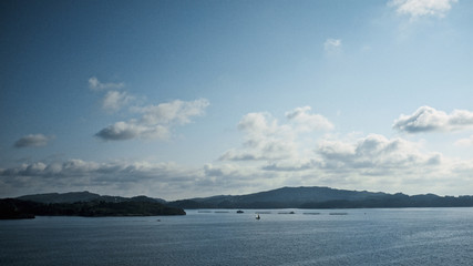 Entrance of the harbor of Bergen in Norway on a cold early summer morning