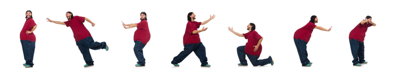 Overweight man isolated on the white