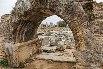 Historical site of Perge or Perga in Antalya, Turkey. Vast remains of prosperous Roman city....