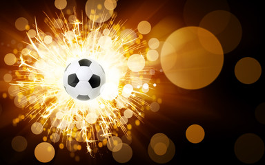 Soccer ball on a  bright background