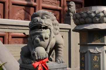 lion statue in chinese temple