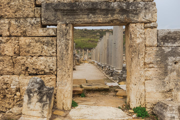 Historical site of Perge or Perga in Antalya, Turkey. Vast remains of prosperous Roman city....