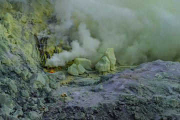 Ijen volcano crater sulfer gases © Joshua
