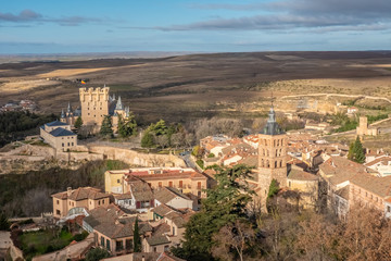 Fototapeta na wymiar The majestic Alcazar of Segovia, Castile-Leon, Spain. Once a Roman and then Moorish fort. Rebuilt as a Christian castle. Until Philip II, one of the major palaces of the Kings of Spain.
