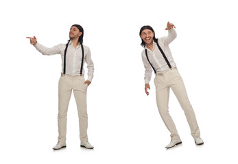 Man in funny concept isolated on white