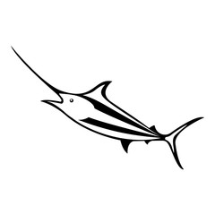 Vector, isolated, flat image of fish marlin on a white background