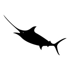 Vector, isolated, flat image of fish marlin on a white background