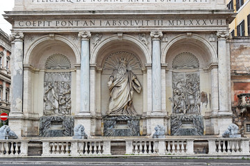 Fontana dell'Acqua Felice (Fountain of the Happy Water), also called the Fountain of Moses in the Quirinale District of Rome, Italy