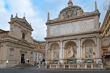 Fototapeta na wymiar Fontana dell'Acqua Felice (Fountain of the Happy Water), also called the Fountain of Moses in the Quirinale District of Rome, Italy