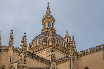 Fototapeta na wymiar The awe-inspiring Cathedral of Segovia, Castile-Leon, Spain. The last major gothic church built in Spain