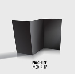 Black Brochure design isolated on grey.Realistic style.