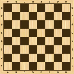 Chess board vector. Wooden chess board. Chess board background. Chess board illustration. Chessboard brown pattern.