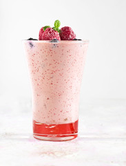 raspberries milk cocktail