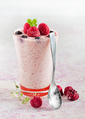 raspberries milk cocktail