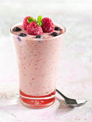 raspberries milk cocktail