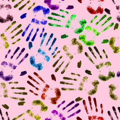 Seamless pattern vector illustration- palm print. 