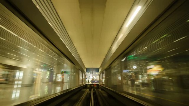 4K Time lapse of automatic train moving between terminal airport, Kuala Lumpur, Malaysia.